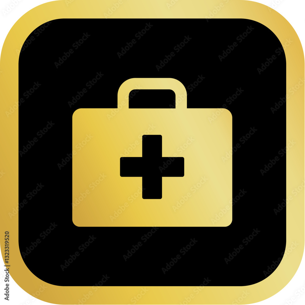 Obraz premium Gold Medical Icon Square Rounded Icon with Golden and Black Luxury