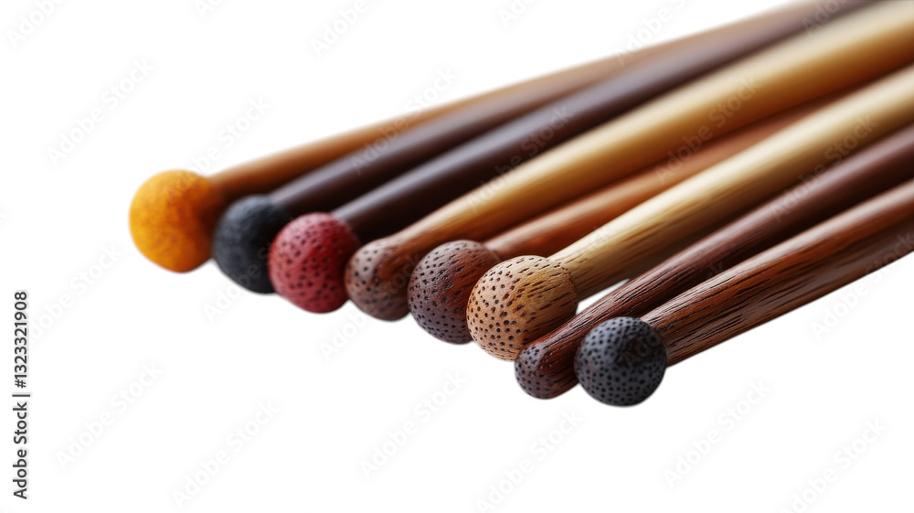 Colorful wooden sticks arranged in a harmonious line showcasing craftsmanship and detail Colorful wooden sticks arranged in a harmonious line showcasing craftsmanship and detail