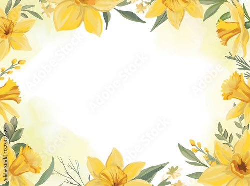 Floral spring background with yellow daffodil flowers