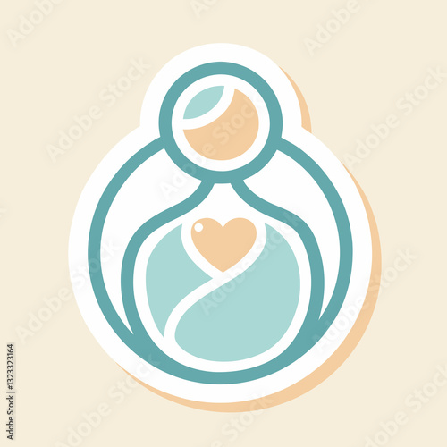 mother and baby minimal sticker