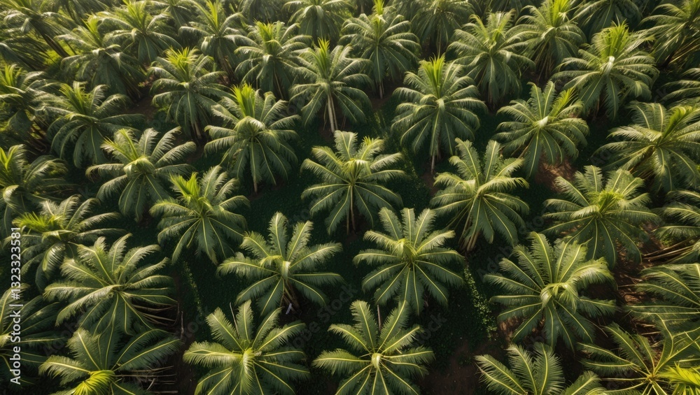 Lush green palm trees densely arranged in a vibrant field viewed from above showcasing rich textures and natural patterns full of life Lush green palm trees densely arranged in a vibrant field viewed from above showcasing rich textures and natural patterns full of life