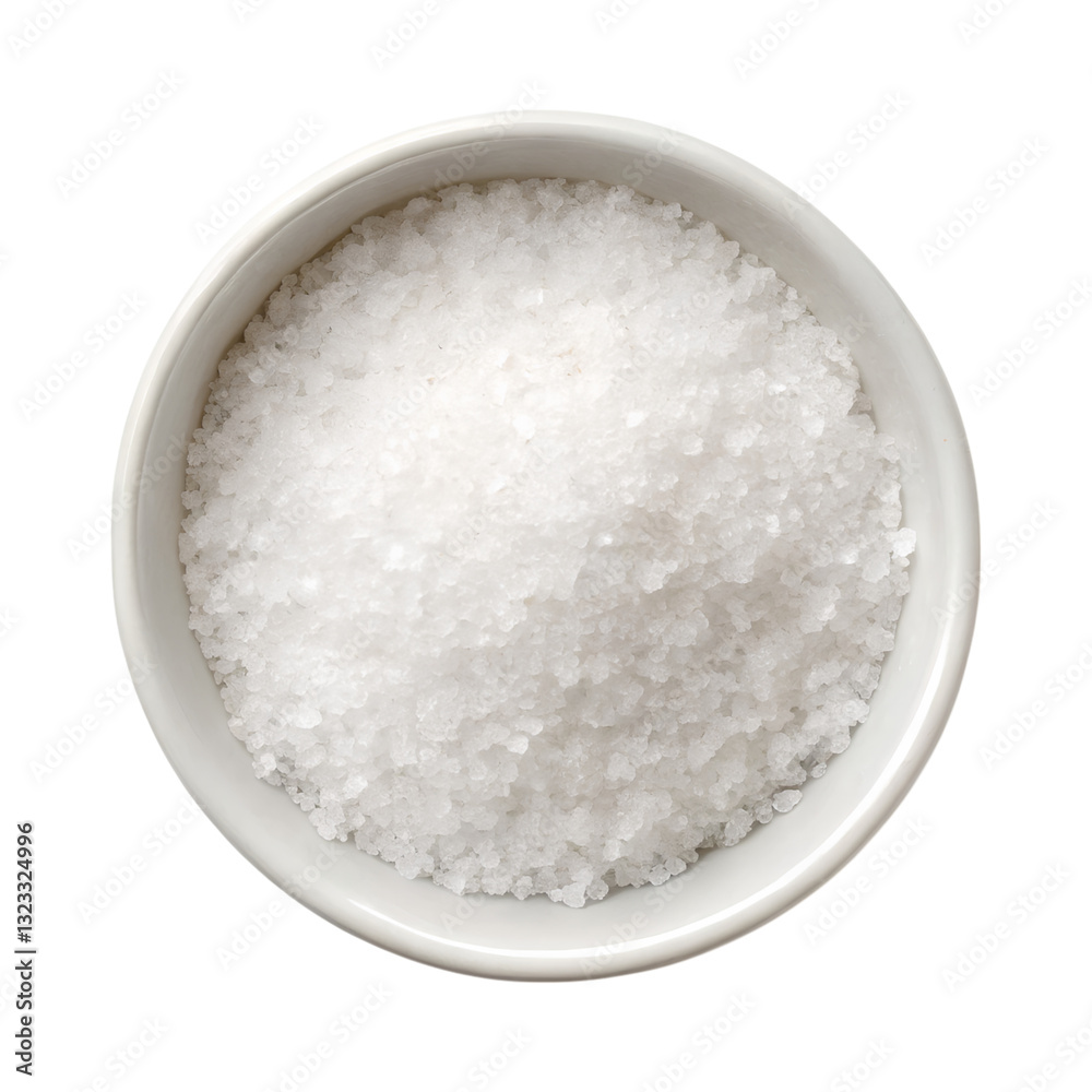 Salt in bowl on transparency background, perfect for culinary use Salt in bowl on transparency background, perfect for culinary use