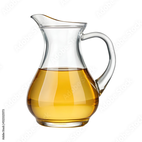 clear glass pitcher filled with vegetable oil on transparency background