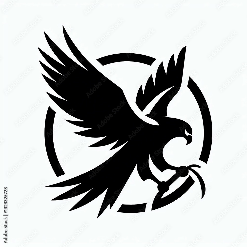 Obraz premium Black Hawk Emblem Circle and Talon