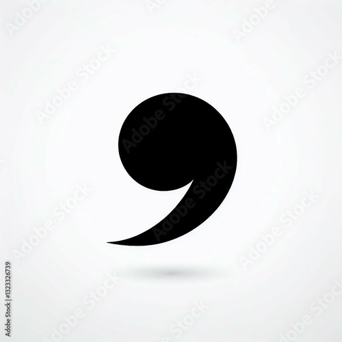 Punctuation Black Comma Mark on White Background