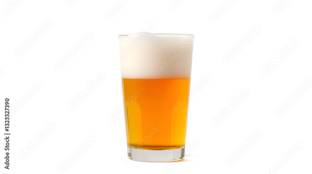 Glass of beer with foam, white isolate background Glass of beer with foam, white isolate background