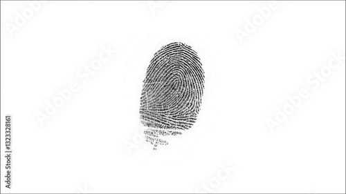 Scan biometric identity and access password. Digital fingerprints concept. Black fingerprint on white background
