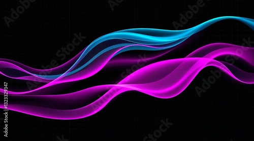 Vibrant Light Waves for Digital Background, Neon Wallpaper, Tech Aesthetics, AI Visualization, Cyber Art