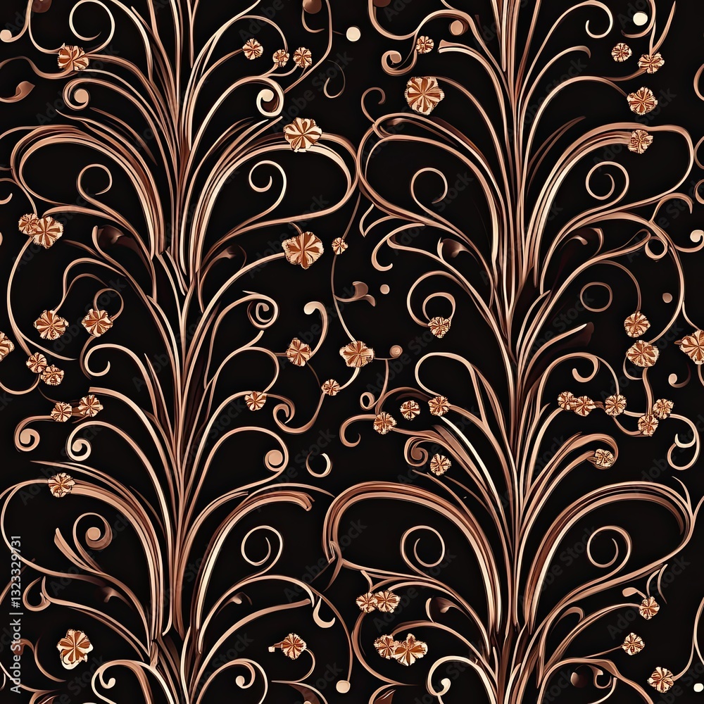 Art Nouveau Inspired Seamless Pattern Flowing Organic Scrollwork Design Art Nouveau Inspired Seamless Pattern Flowing Organic Scrollwork Design