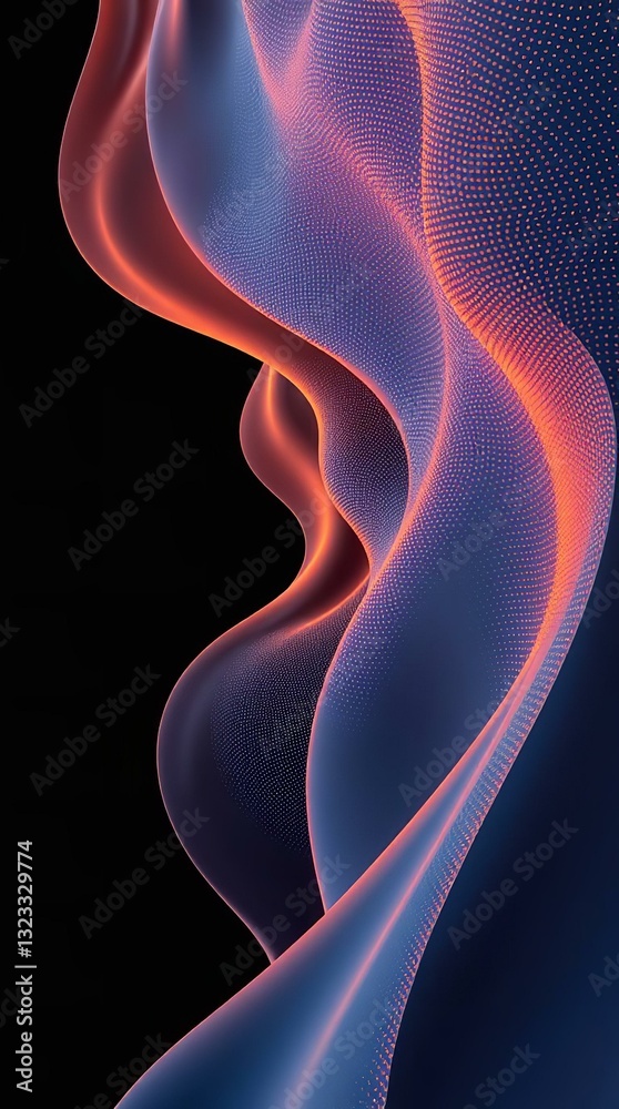 Naklejka premium Futuristic Light Waves for Digital Background, Technology Wallpaper, AI Visualization, Data Flow, Quantum Computing