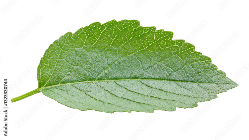Fototapeta premium Vivid green leaf showcasing intricate veiny patterns in natural light