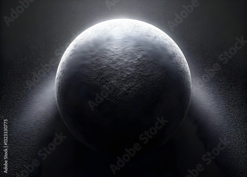 Dark Cosmic Planet Surface with Atmospheric Ejecta and Celestial Dust