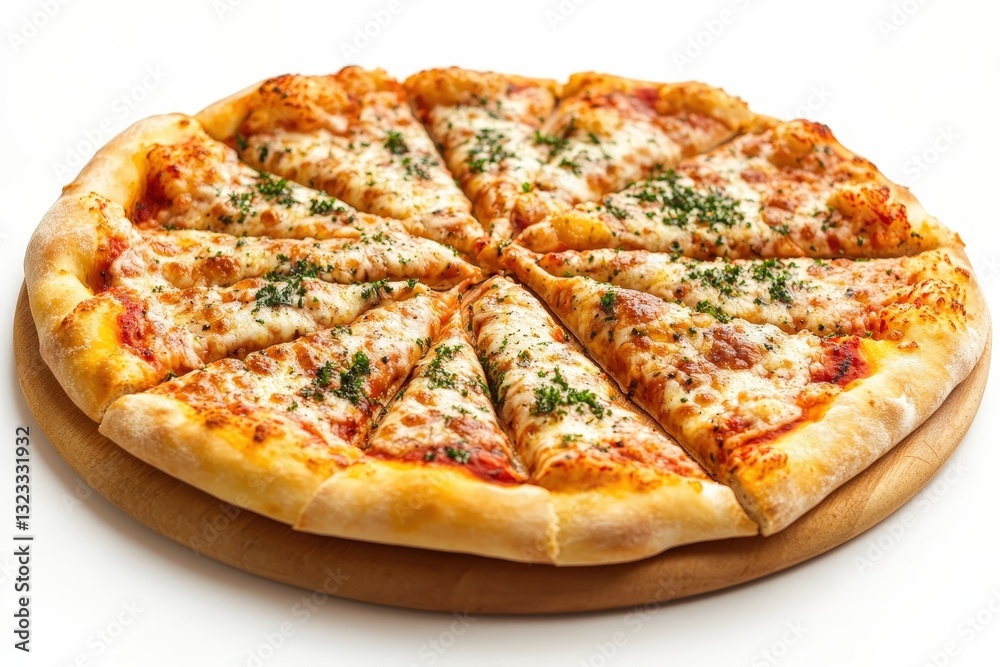 A Delicious Round Pizza Presented On A Wooden Pizza Board A Delicious Round Pizza Presented On A Wooden Pizza Board