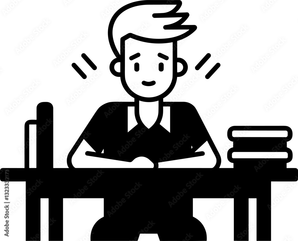Focused Professional: A Minimalist Icon of Work, Study, and Modern Business, Perfect for Corporate Design, Digital Projects, and Illustrating Workplace Dynamics Focused Professional: A Minimalist Icon of Work, Study, and Modern Business, Perfect for Corporate Design, Digital Projects, and Illustrating Workplace Dynamics