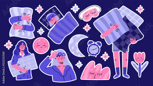 Sleep day sticker set