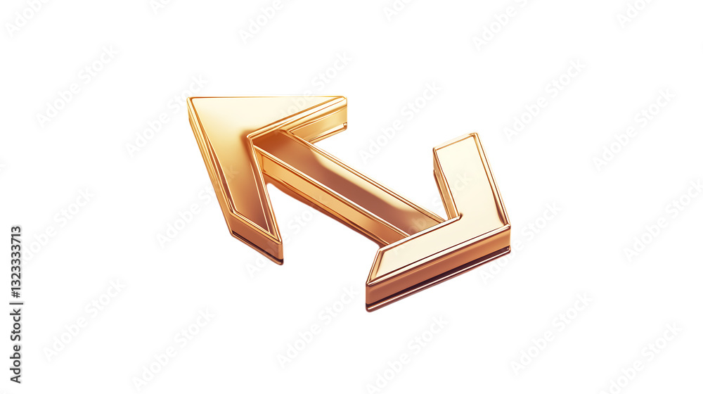 3D Gold Bidirectional Arrow Icon on Black Background 3D Gold Bidirectional Arrow Icon on Black Background