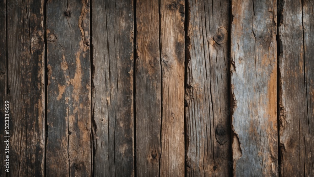 Aged distressed wooden boards in various rich browns and grays create a textured backdrop with a rustic design ideal for vintage themes. Aged distressed wooden boards in various rich browns and grays create a textured backdrop with a rustic design ideal for vintage themes.
