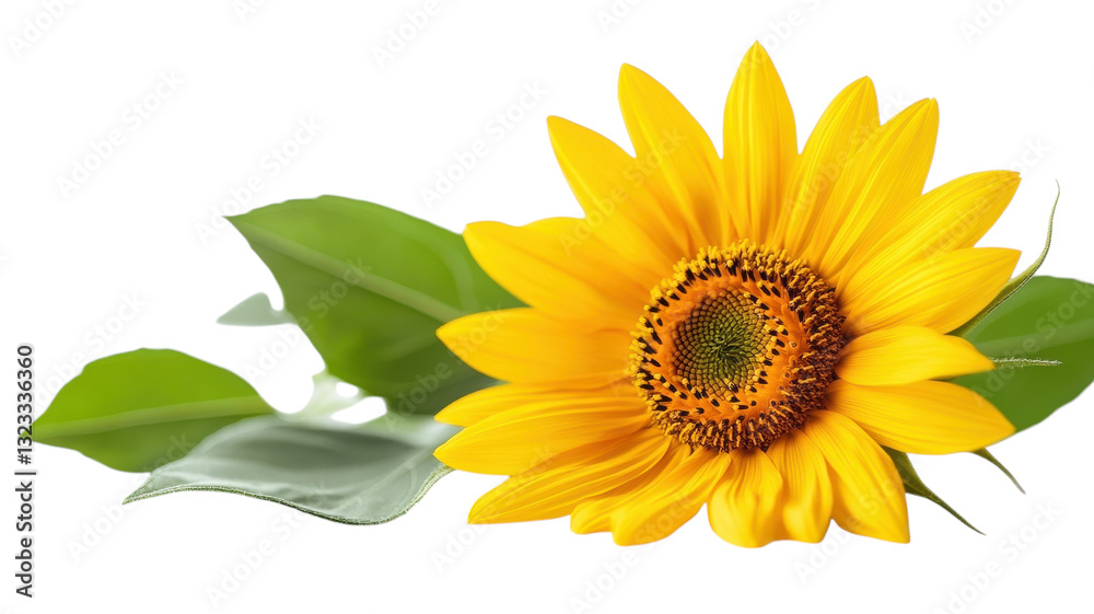 Naklejka premium Bright sunflower blooming vibrantly under warm sunlight in a serene garden setting