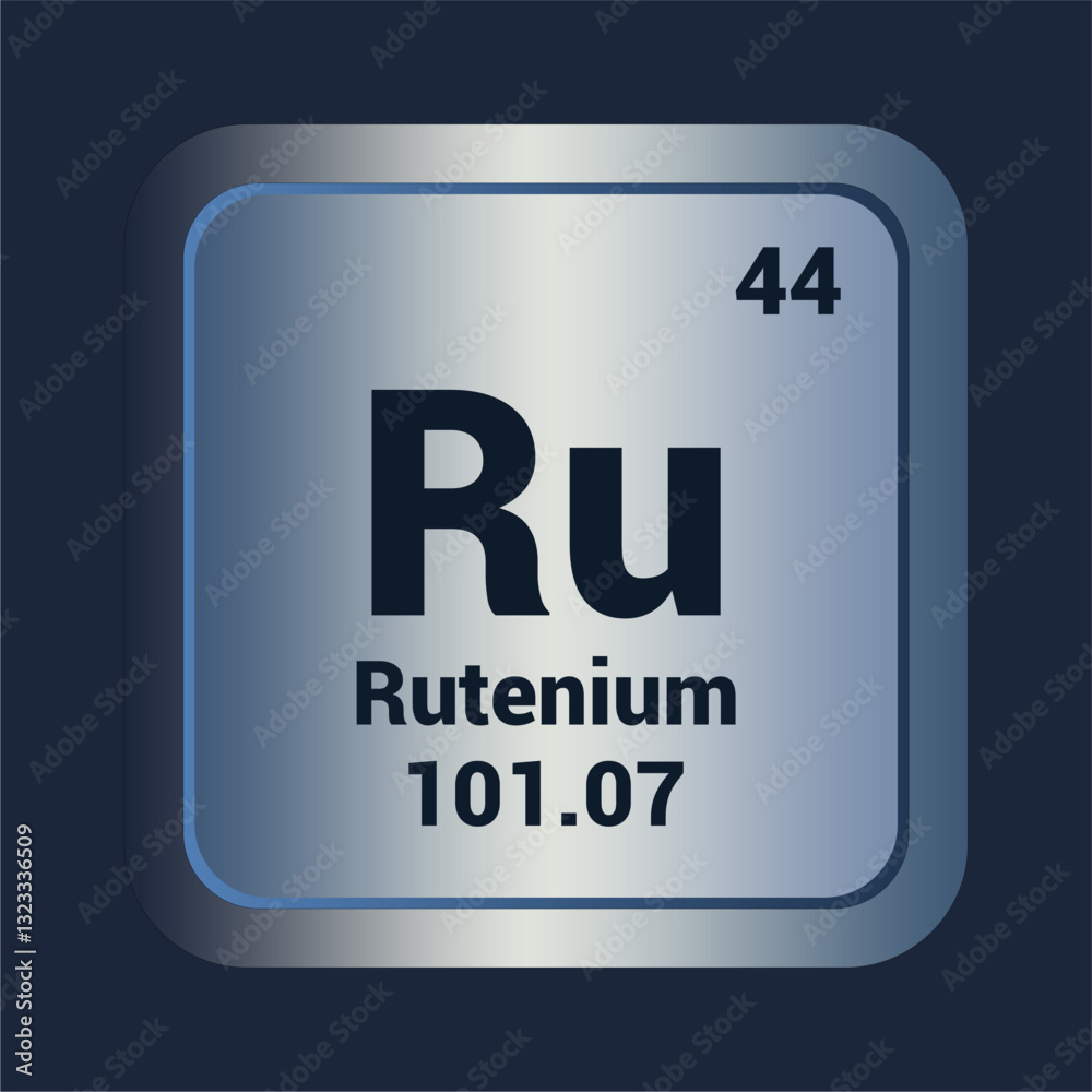 Rutenium Ru. Number Fourty Four. Mass 101.07 detail. Vector Background. Rutenium Ru. Number Fourty Four. Mass 101.07 detail. Vector Background.