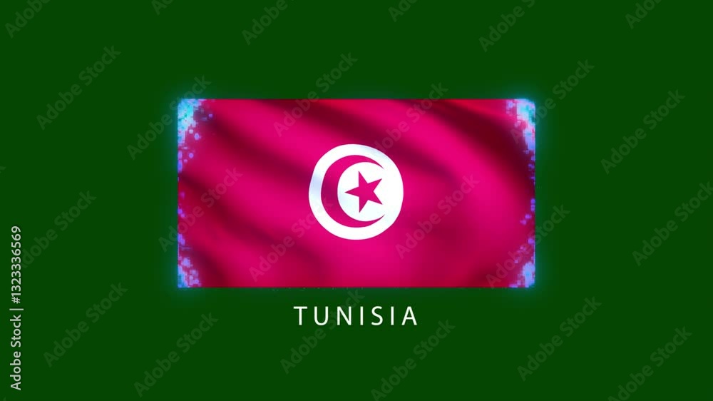 Tunisia flag intro. Tunisia flag background tech effect. green screen