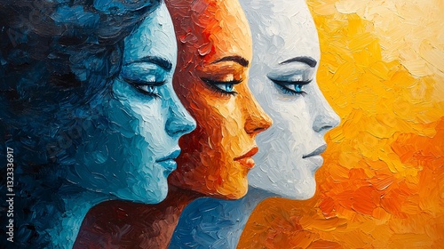 Portraits of Diversity in Colorful Abstract Expressionism Art