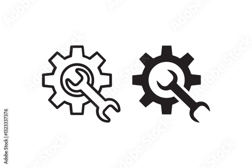 Settings and maintenance gear with wrench Vector photo