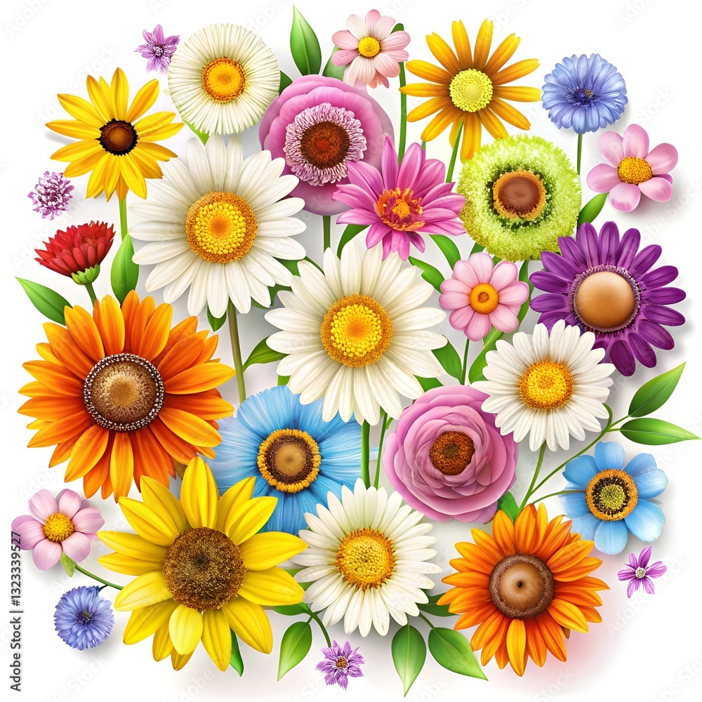 seamless pattern with colorful flowers