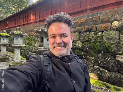 Man selfie at Toshogu Shrine in Japan