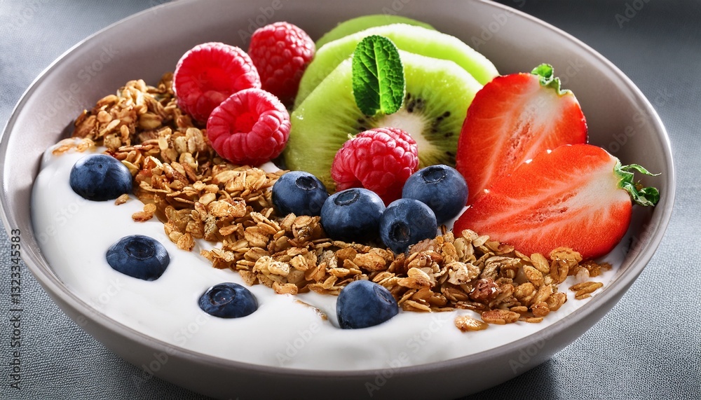 yogurt bowl with granola berries and fruits healthy breakfast or snack meal yogurt bowl with granola berries and fruits healthy breakfast or snack meal