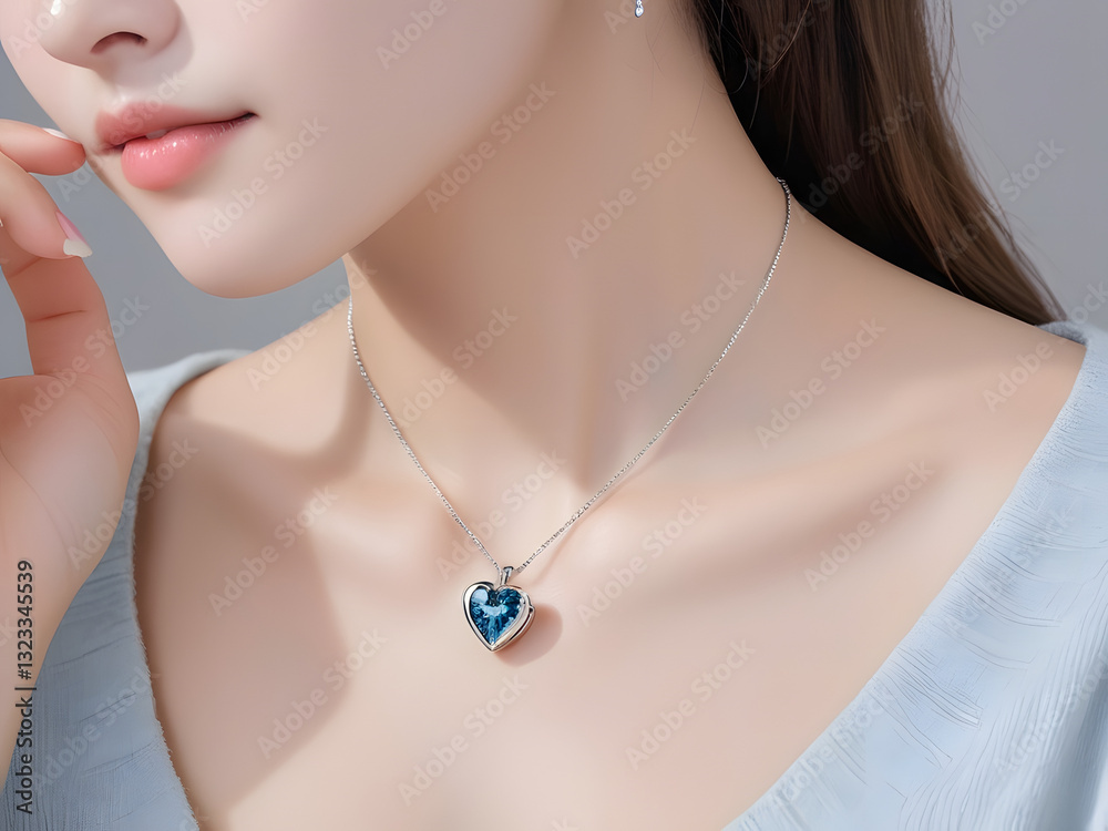 necklace with a blue heart-shaped diamond pendant necklace with a blue heart-shaped diamond pendant
