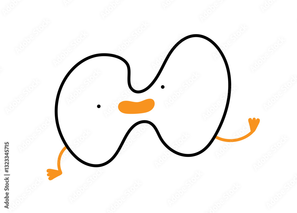 Funny egg character. Fried egg runs. Funny vector illustration with goose. Cute party print design, greeting card, home wall decoration poster. Abstract goose doodle Funny egg character. Fried egg runs. Funny vector illustration with goose. Cute party print design, greeting card, home wall decoration poster. Abstract goose doodle