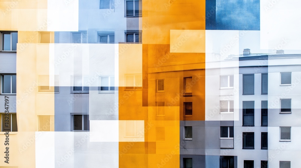 Abstract Cityscape Collage with Overlapping Colors Abstract Cityscape Collage with Overlapping Colors