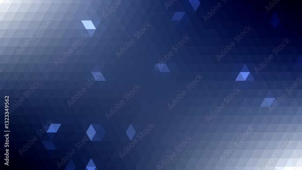Triangle mosaic blue abstract geometric shape animation background, futuristic motion graphics