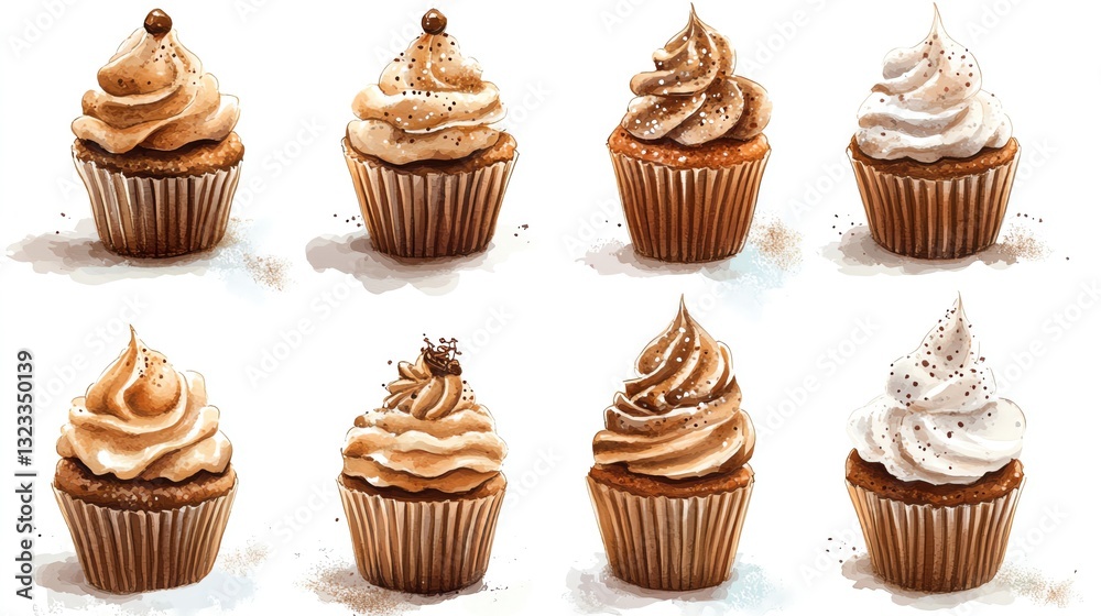 candy and sweets watercolor collection isoleate background Collection set watercolor. Delicious assorted cupcakes in various flavors. candy and sweets watercolor collection isoleate background Collection set watercolor. Delicious assorted cupcakes in various flavors.