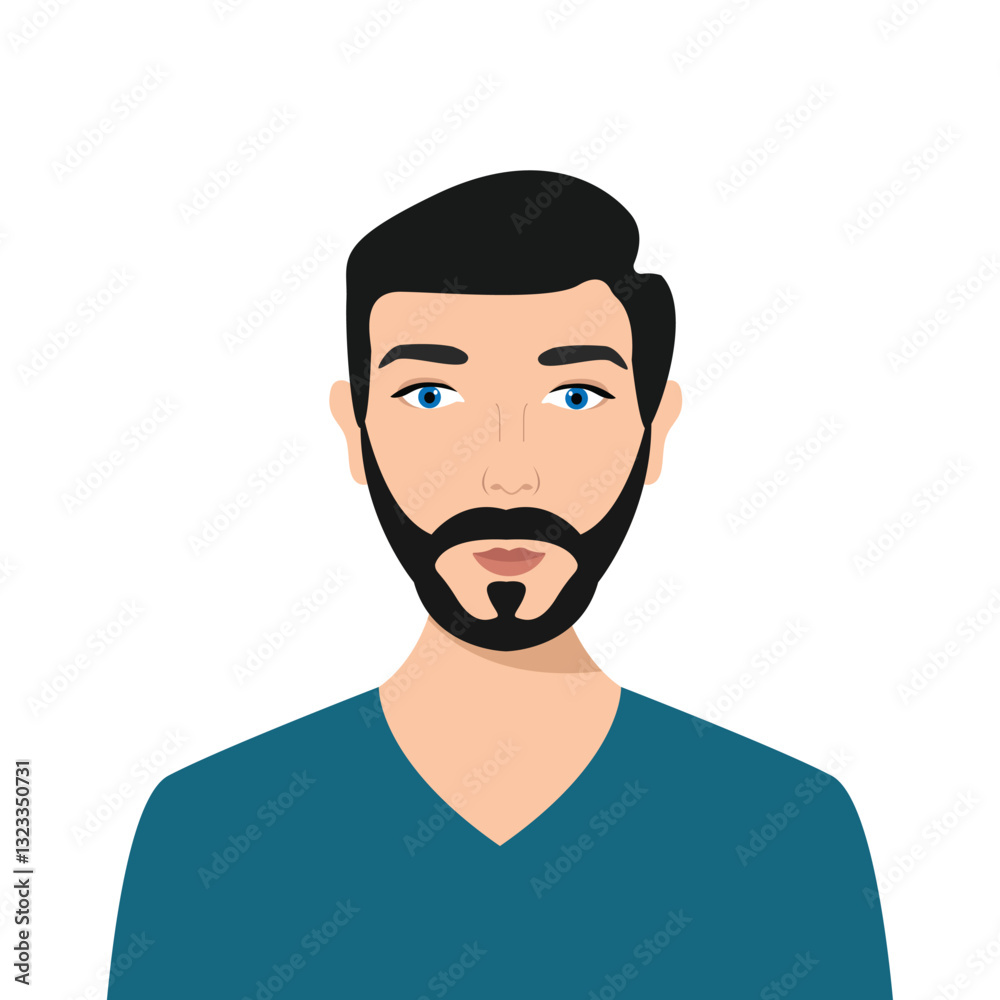 Portrait of handsome young man. Avatar for social networks. Bright vector illustration in flat style. Portrait of handsome young man. Avatar for social networks. Bright vector illustration in flat style.