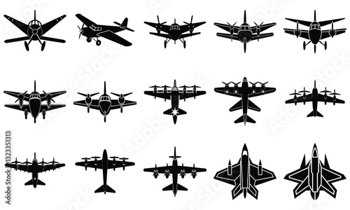 Airplane silhouette vector,Silhouette jet flying plane icon, Airplane flat symbol isolated illustration,Airplane icon set vector on white background