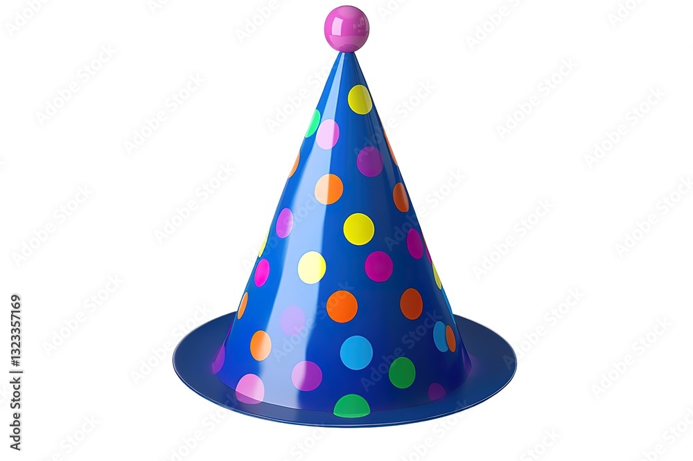 Fototapeta premium Colorful Party Hat with Polka Dots Fun Birthday Celebration Design
