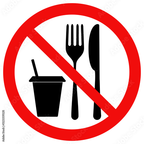 Do not eat or drink sign. No eating or drinking. flat vector illustration design.