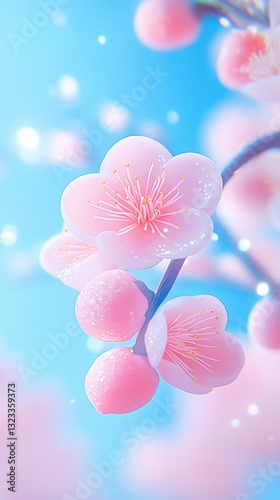 An illustration with the theme of plum blossoms in the light snow season.