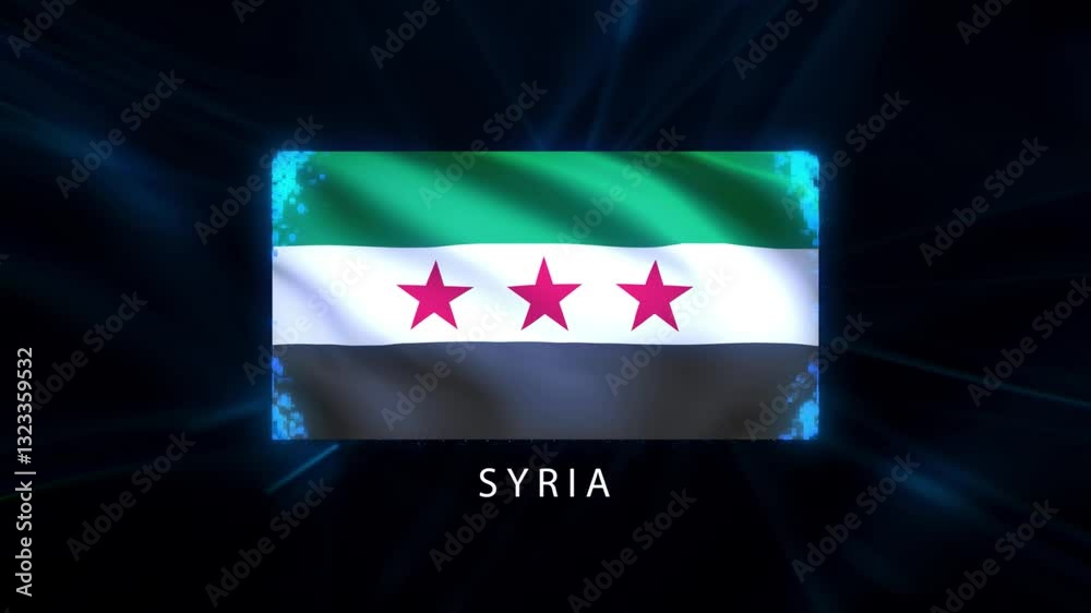 syria flag intro. syria flag background tech effect.