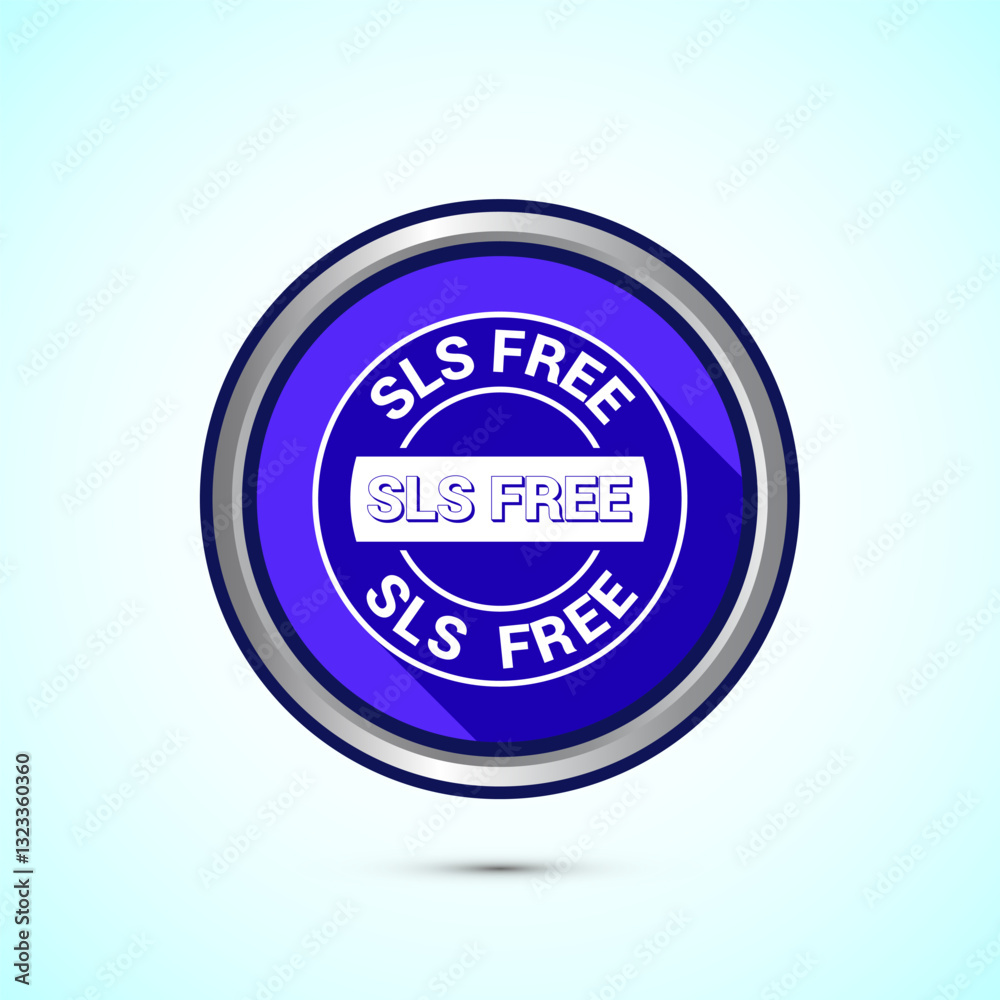 Fototapeta premium SLS free icon design illustration, SLS and SLES free label badge for web, Blue color shadow button design
