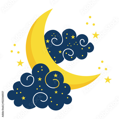 Moon and Cloud Vector