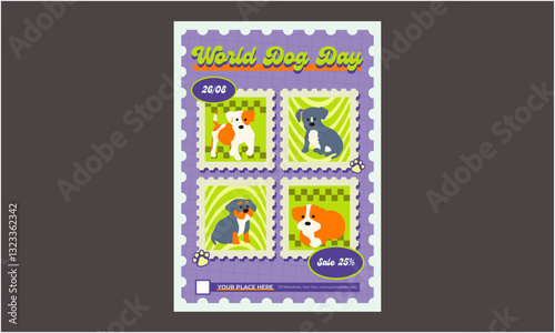 World Dog Day. International Dog Day celebration. international dog day background. world dog day. August 26. Vector illustration. poster, banner, greeting card, flyer. Happy National Dog Day. sale.