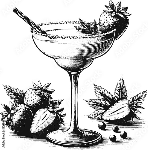 hand drawn illustration of cocktail