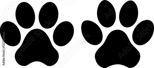 Dog paw print silhouette with white background