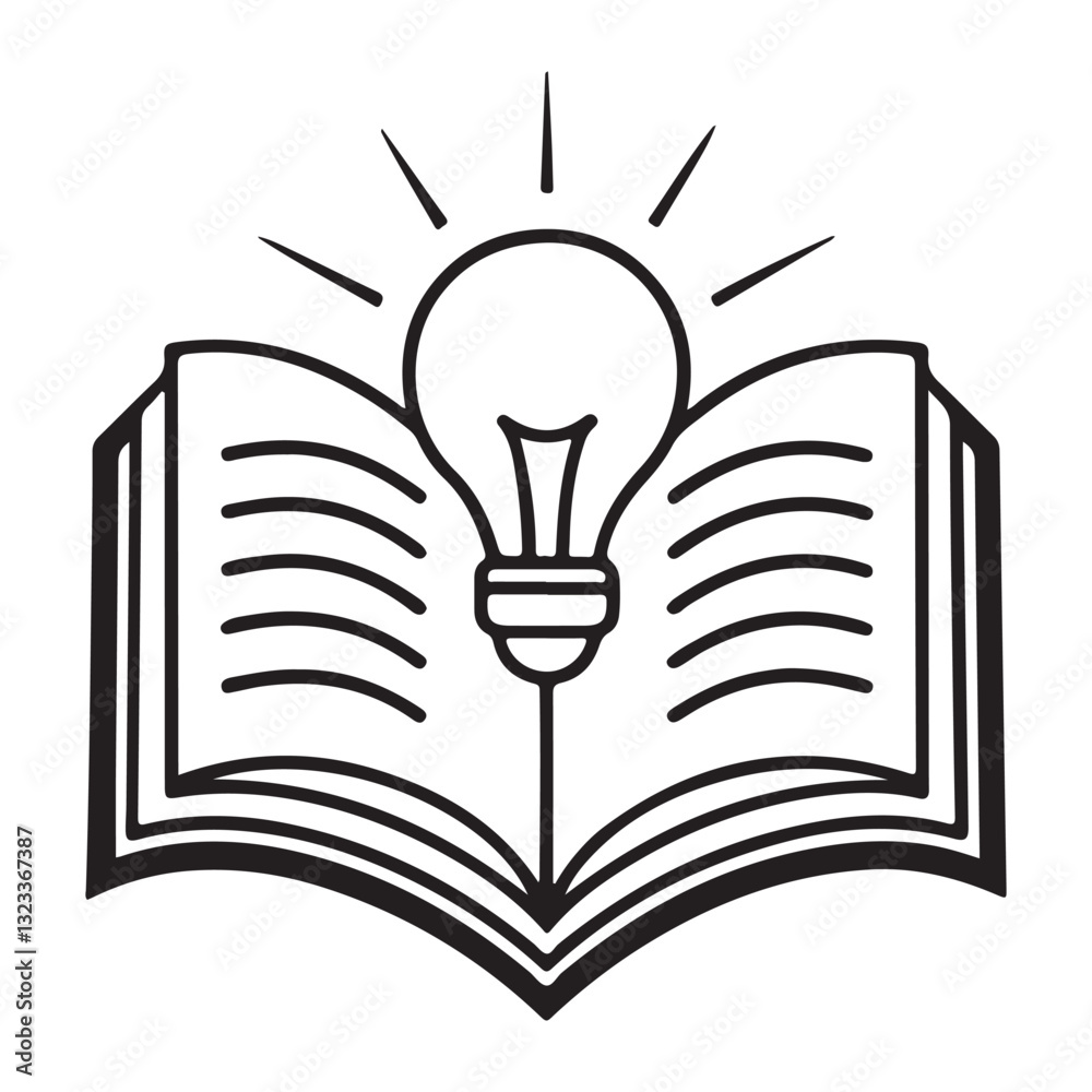 open book with knowledge lightbulb icon business concept