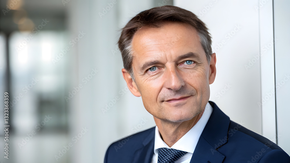 Portrait of a European Male Executive with Icy Blue Eyes. Perfect for: Business Leadership Conferences, Corporate Websites, Finance & Investment Ads, Professional Networking Campaigns