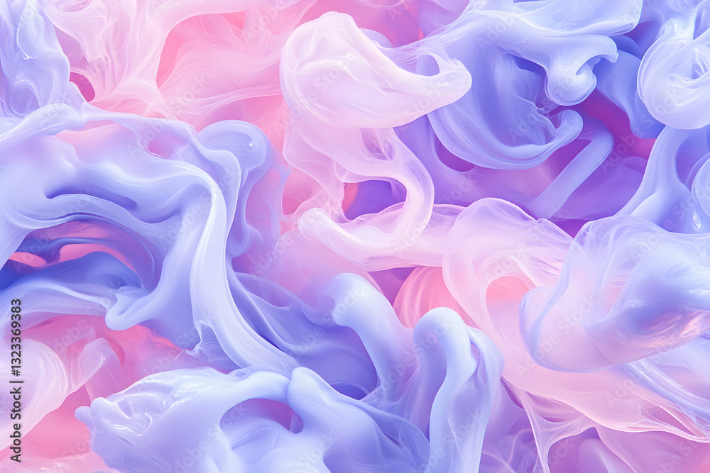 Obraz premium Abstract liquid colours blend in a swirling motion. Soft pastel hues create a dreamlike aesthetic