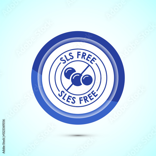 SLS free icon design illustration, SLS and SLES free label badge for web, Blue color button design