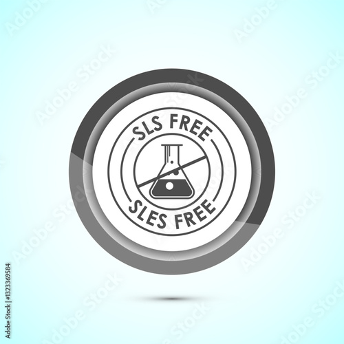 SLS free icon design illustration, SLS and SLES free label badge for web, Gray color button design